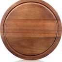 Round Acacia Wood Cutting Boards for Kitchen Meat Small Wooden Charcuterie Boards Decorative Bread Serving Cheese Board Chopping Board Butcher Block Circle Pizza Board Charcuterie Tray Food Platter