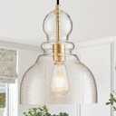 Gold Pendant Lights Kitchen Island, Large Gold Sand Glass Pendant Lighting Over Table 10inch Modern Brass Ceiling Island Light for Kitchen Sink Hallway Entrance, 10inch,1Pack