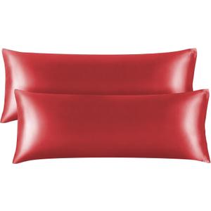 BEDELITE Satin Body Pillow Cover 2 Pack, Super Soft and Cooling Body Pillow Pillowcase for Hair and Skin, Breathable Silky Full Long Pillowcase Cover(20"x54", Baked Apple)