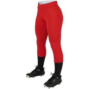 Champro Girls Fireball Low-Rise Knicker-Style Fastpitch Softball Pants in Solid Color with Reinforced Knees, XS