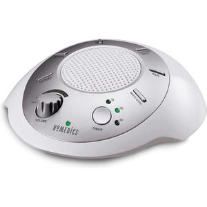 Homedics SoundSleep White Noise Sound Machine, Silver, Small Travel Size with 6 Relaxing Nature Sounds, Portable Therapy for Home, Office, Nursery, Auto-Off Timer