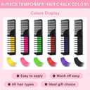 4 x 6 PCS Hair Chalk Comb Set Temporary for Girls Kids Makeup Kit, Washable Hair Chalk for Christmas Gifts Toys Birthday Cosplay Festivals Hair DIY Party (Black+Green+Pink+Yellow+Purple+Red)