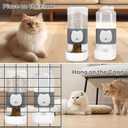 Yummy Sam Hanging Automatic Small Pet Food Water Dispenser, Auto Gravity 0.8L Cat Feeder and 0.87L Water Dispenser, Self-Feeding and Waterer Set Kennel Feeding Station for Puppy Cats (Grey White)