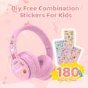 MIDOLA Kids Headphones Bluetooth 5.4 Wireless 68H Play Time Volume Limit 85/94dB Over-Ear Foldable Headset,Type-C Fast Charging,with Wired Aux Mic for Toddler Child Pad Tablet Pink