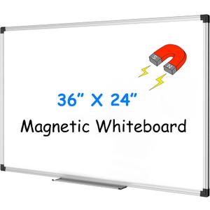 XBoard Magnetic Whiteboard 36 x 24 Inch, Hanging Dry Erase Board with Aluminium Frame & Marker Tray 3' x 2' | Wall Mounted Magnetic White Board for Home School Office (36"W x 24"H)