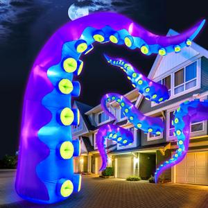 1PCS 14FT Giant Halloween Inflatables Octopus Tentacles, Huge Halloween Decorations Outdoor Build-in LED Lights Vivid Spooky Blow Up Yard Decoration Large Blowups Holiday Lawn Party Yard -Style C