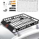 Roof Rack Cargo Basket,46"x36"x4.5" Heavy Duty Steel Carrier with Cargo Net, 200LB Capacity for Trucks & SUVs
