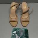 Susanny High Heels for Women Pointed Open Toe Strappy Chunky Block Heels Ankle Strap Stiletto Kitten Heeled Sandals Wedding Bridal Party Prom Sexy Dress Shoes (7.5, Nude Mesh)