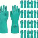 Nitrile Chemical Resistant Gloves 12 Pairs, 18mil, Reusable Heavy Duty Safety Work Gloves, for Industrial & Cleaning, Acid Alkali Oil Protection, Puncture Resistant, Large