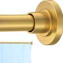 Gold Shower Curtain Rod 31 to 92 Inch,1 Inch Diameter Adjustable Spring Tension Stainless Steel Telescoping Rod,Easy Install,No Rust