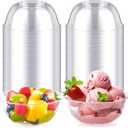 Qeirudu 12 oz Small Clear Plastic Bowls, 100 Pack Disposable Hard Plastic Party Serving Bowls for Salads, Ice Creams, Fruit, Desserts, Parfaits, Snacks