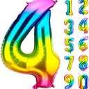 DecorWoo 40 inch Rainbow Number 0 Balloon, Colorful Gradient Number 0 Birthday Balloons, Large Number Foil Balloons for Party Supplies Wedding Anniversary Events Decorations, Pack Of 5 
