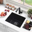 22 Inch Black Undermount Kitchen Sink Quartz Wet Bar Sink Small Single Bowl Kitchen Sink with Faucet, 22"L x 17"W x 10"D