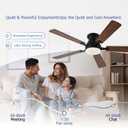 Ayaoty 54 inch Ceiling Fans with Lights and Remote, Low Profile Ceiling Fan with Light, Flush Mount, Reversible, 3CCT, Dimmable, Noiseless, Brown Ceiling Fan for Bedroom, Indoor/Outdoor Use