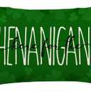 St Patricks Day Throw Pillow Covers 12x20 Inch, Here for The Shenanigans Shamrock Lumbar Cushion Cases, Spring Farmhouse Decor for Sofa Couch Outdoor(Green, 12" x 20" (Pack of 1)