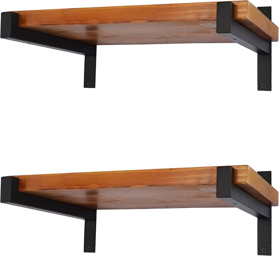 EZYDECOR Shelf Bracket 12 Inch Black Shelf Brackets Wall Mounted Industrial Shelving Brackets Metal Shelf Support with Lip (6 Pack)