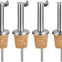 uxcell Stainless Steel Bottle Pourers, 4Pcs Auto Flip Olive Oil Spout, Cork Design Wine Bottle Stoppers, for Pours Liquid, Olive Oil, Wine, Vinegar, Most Liquor Bottles