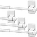 Yaocom 4 Pcs Magnetic Curtain Rods for Metal Door 28 to 48 Inch, 1/2" Multi-use Adjustable Appliance Magnetic Rod for Window Frames, Cabinets, Refrigerators, Dishwashers (White)