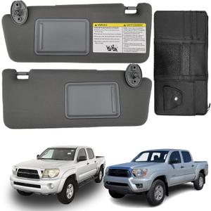 fit for Toyota Tacoma Sun Visor Replacement fit for 2005 2006 2007 2008 2009 2010 2011 2012 2013 2014 2015 Tacoma Without Light Driver & Passenger Side 74320-04181-B1 74310-04081-B0(2PCS-Gray)