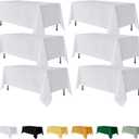 Fitable 6 Pack White Rectangle Table Clothes - 90 x 132 Inch - Wrinkle and Stain Resistant Fabric Tablecloths, Washable Polyester Table Covers for Wedding, Party, Banquet, Formal Events