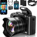 XNSIAKXA 8K Digital Cameras for Photography Autofocus 88MP WiFi Professional 16X Digital Zoom Photography Camera with Dual-Lens for YouTube with Lens Hood, Touch Screen, 2 Batteries & Charging Stand