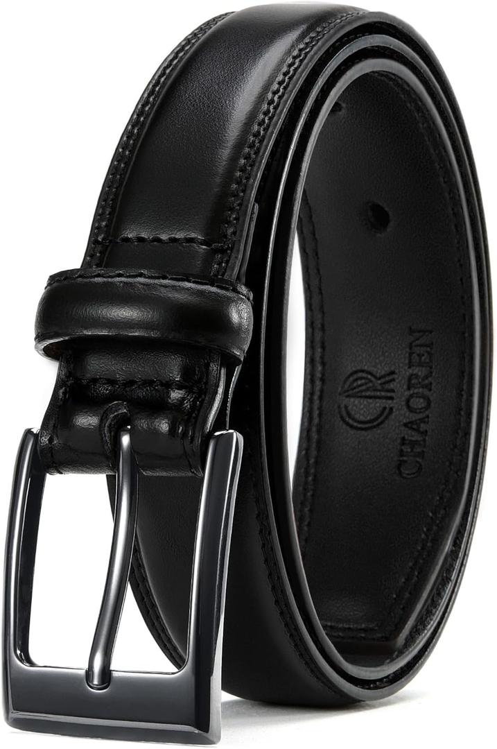 CHAOREN Boys Belt - 1 1/8" Leather Kids Belt for Dress - Perfect Companion to Youth Formal Outfit (Black, XS)