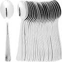 2 x Plastic Cutlery Silverware Extra Heavyweight Disposable Flatware, Full Size Plastic Spoons Like Silver 24 Pack