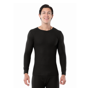 Fruit of the Loom Thermal Long Sleeve,Men's Thermal Waffle Crew Top,Black,  Size S