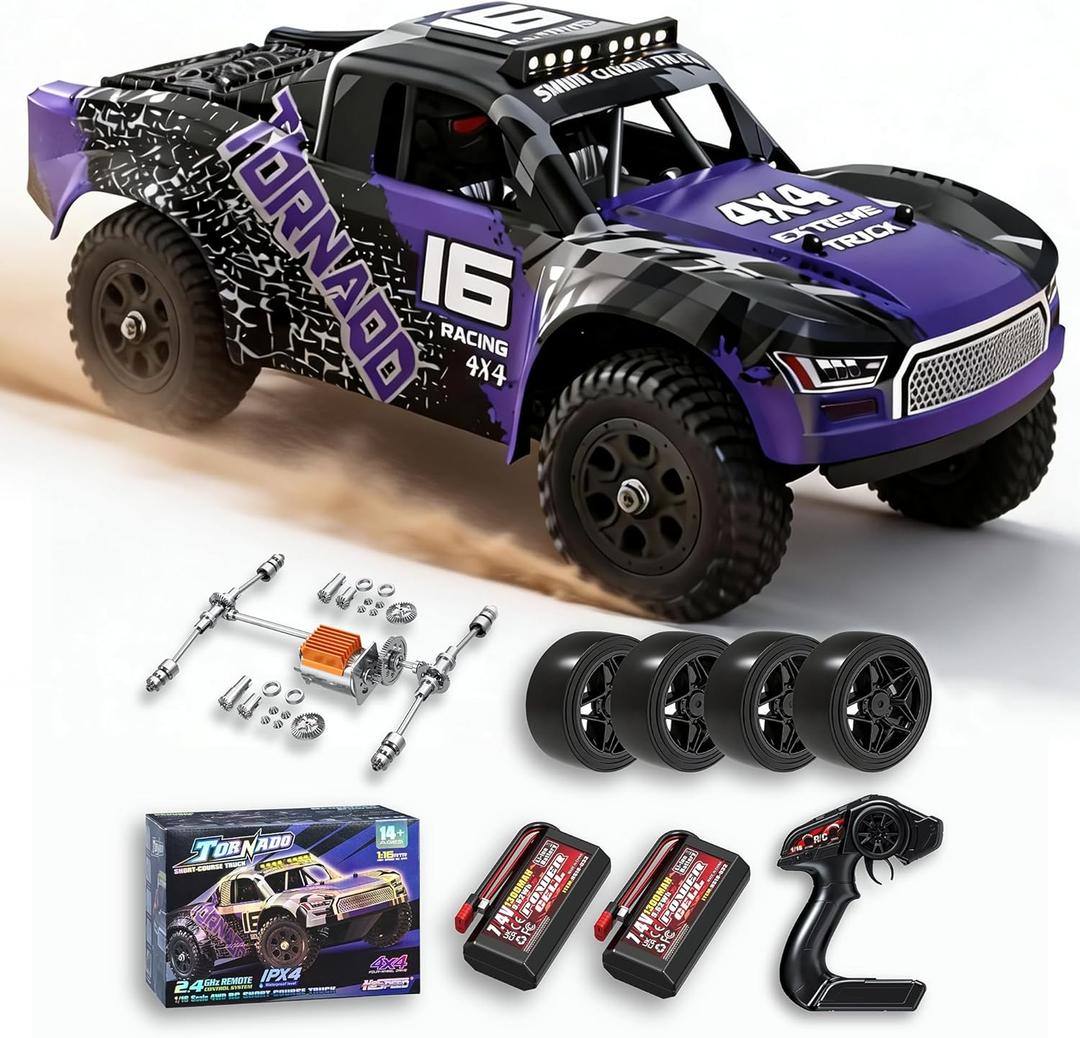 X-TMAGA Remote Control RC Cars 1:16 Monster Truck Toys Cars for Adult & Boys, 4WD Off-Road, Metal Transmission Parts, High Speed Fast 40+ KPH, 4X4 Waterproof with 2 Rechargeable Batteries (HS16-83)