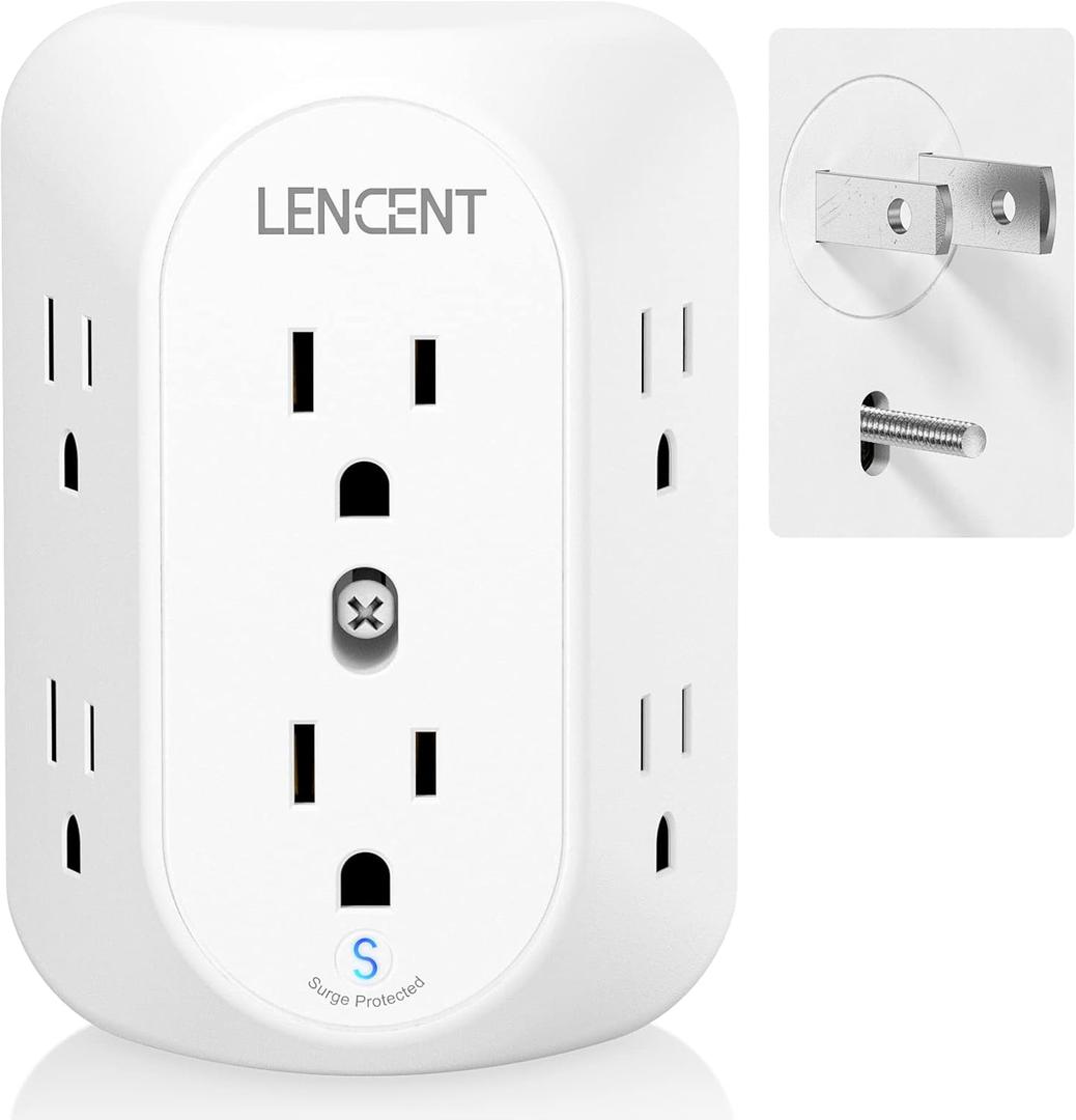 LENCENT 2 Prong Surge Protector Power Strip,2 Prong to 3 Prong Grounding Outlet Adapter,Multi Plug Wall Outlet with 3-Sided 6 Outlets,Power Socket Expander for Non Grounded Kitchen Office Older House (small)