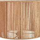 Boho Lamp Shades,Small Lamp Shades For Table Lamps,Wicker Drum Bell Lamp Shade for floor lamps,Vintage Rattan Lampshade for Hanging Lamp,Wall Sconce, Spider Fitter Replacement Floor Lamp Shade Large