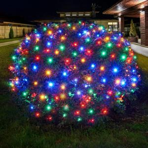 Led Christmas Net Lights Outdoor Christmas Lights Multicolor 160LED 5ftx7ft, Waterproof Outdoor Indoor Fairy Mesh Net Light for Xmas Party, Yard, Patio, Trees, Shrubs, Bushes Decorations