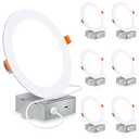 6 Inch Ultra-Thin LED Recessed Lighting with Junction Box, 3000K Warm White Canless Downlight, 12W=110W Eqv, Dimmable LED Ceiling Lights, 850LM, ETL Certified, 6 Pack