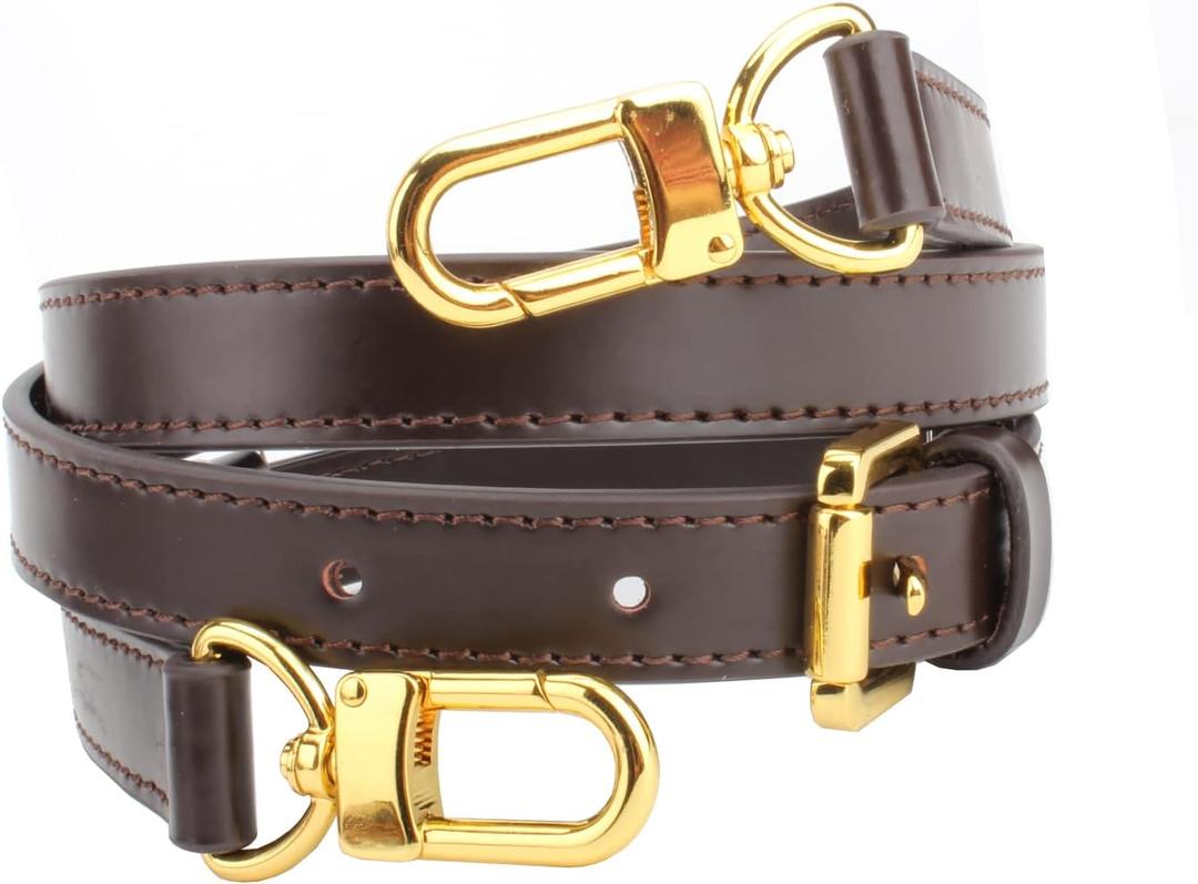 Vachetta Leather Adjustable Crossbody Strap for Leather Shoulder Strap Belt Replacement Suitable for L V Handbags (Width:0.7in-glossy Brown)