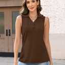TICTICMISS Women's V Neck Tank Tops Sleeveless Polo Shirts Henley Loose Fit Cute Summer Tees Fashion Trendy Clothes 2026 (Brown, XL)