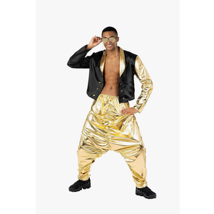 Morph Mc Hammer Costume - Mens 80s & 90s Rapper & Disco Pants Costume, Gold Mc Hammer Pants