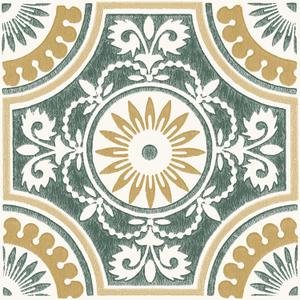FloorPops 12-in by 12-in Yellow Ezra Vinyl Peel & Stick Floor Tiles (10 Tiles), (10 sq.ft./Carton) (Green)