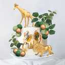 Safari Jungle Animals Cake Decorations,Jungle Animal Figure Picks Jungle Wild One Animals Cake Decorations for Baby Shower Safari Birthday Party.