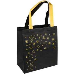 Black and Yellow Starry Night Recyclable Non-Woven Tote Bag, Black and Gold Gift Bag, Reusable Grocery Store Bags