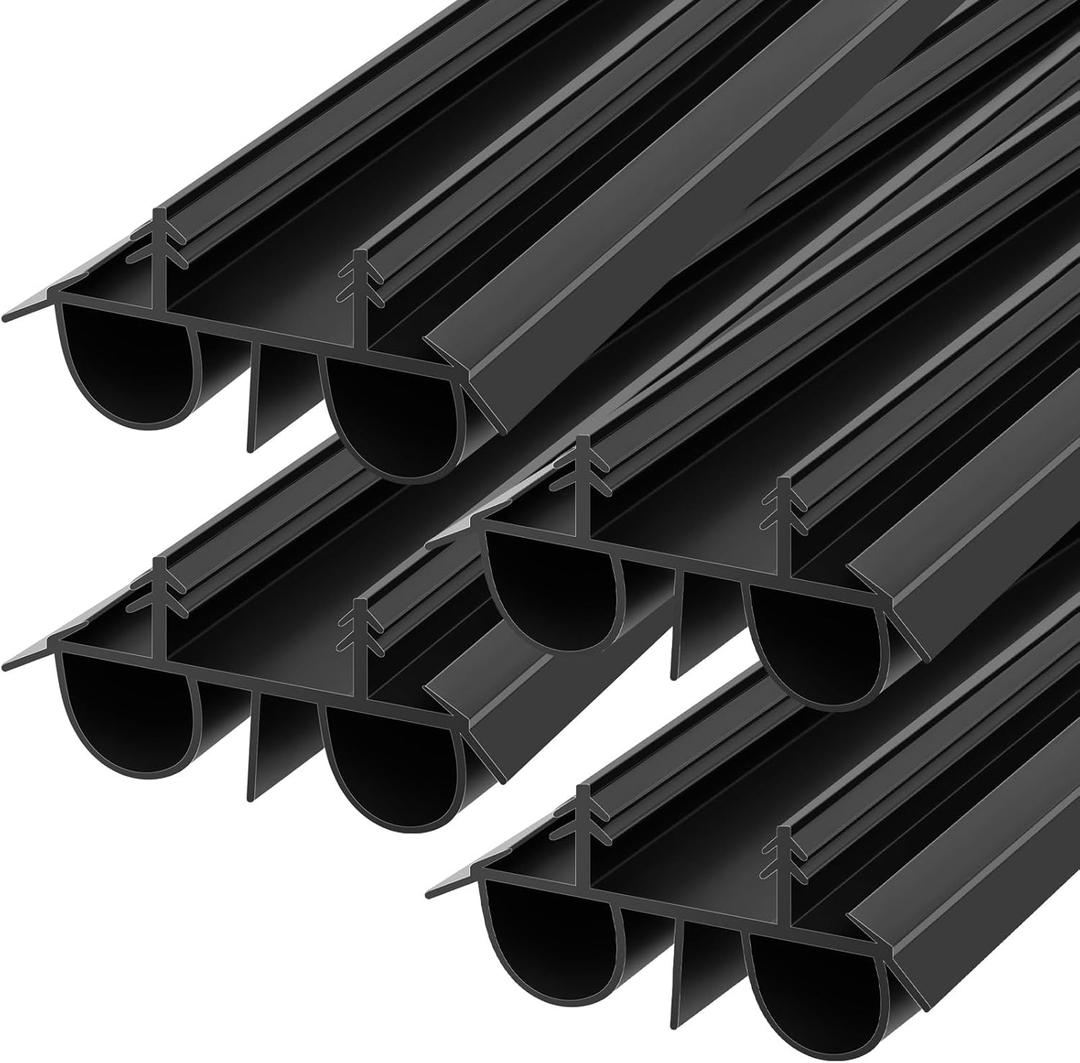 Lineshading 4 Pack Bottom Door Seal Exterior Plastic PVC 1 3/4" x 36" for Vinyl Concealed Kerf/Channel Fit Under Door Seal Strip for Weather Stripping Draft Stopper(Black)