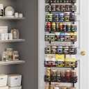 Over The Door Pantry Organizer, 9-Tier Pantry Organizers and Storage with Adjustable Basket, Hanging Spice Rack for Home & Kitchen, Laundry Room Bathroom, Black