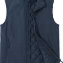 ASPO Men's Windproof Warm Golf Vest Outerwear with 6 Pockets Waterproof Winter Softshell Sleeveless Puffer Jacket for Hiking(L)