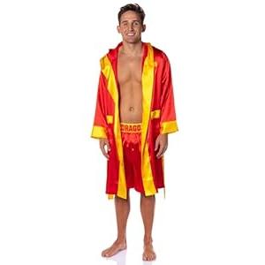 INTIMO Rocky Balboa Men's Film Movie Satin Robe and Short Set (Ivan Drago, Large/ X-Large)