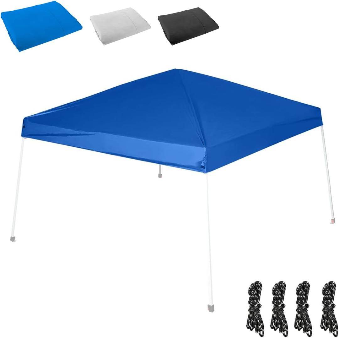 10x10FT Canopy Replacement Top Only, Waterproof Pop-Up Canopy Tent Top Cover with Ropes, Instant Canopy Top Sunshade Silver Coated for Outdoor Garden Patio Camping (Blue)