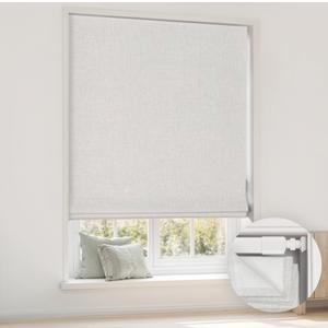 LazBlinds No Drill Cordless Roman Shades, 23'' W x 64'' H, White-Grey