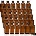 Bekith 30 Pack 4 oz Amber Glass Bottles, Boston Round Sample Bottles with Black Poly Cone Cap for Juice, Ginger Shots, Oils, Whiskey, Liquids 