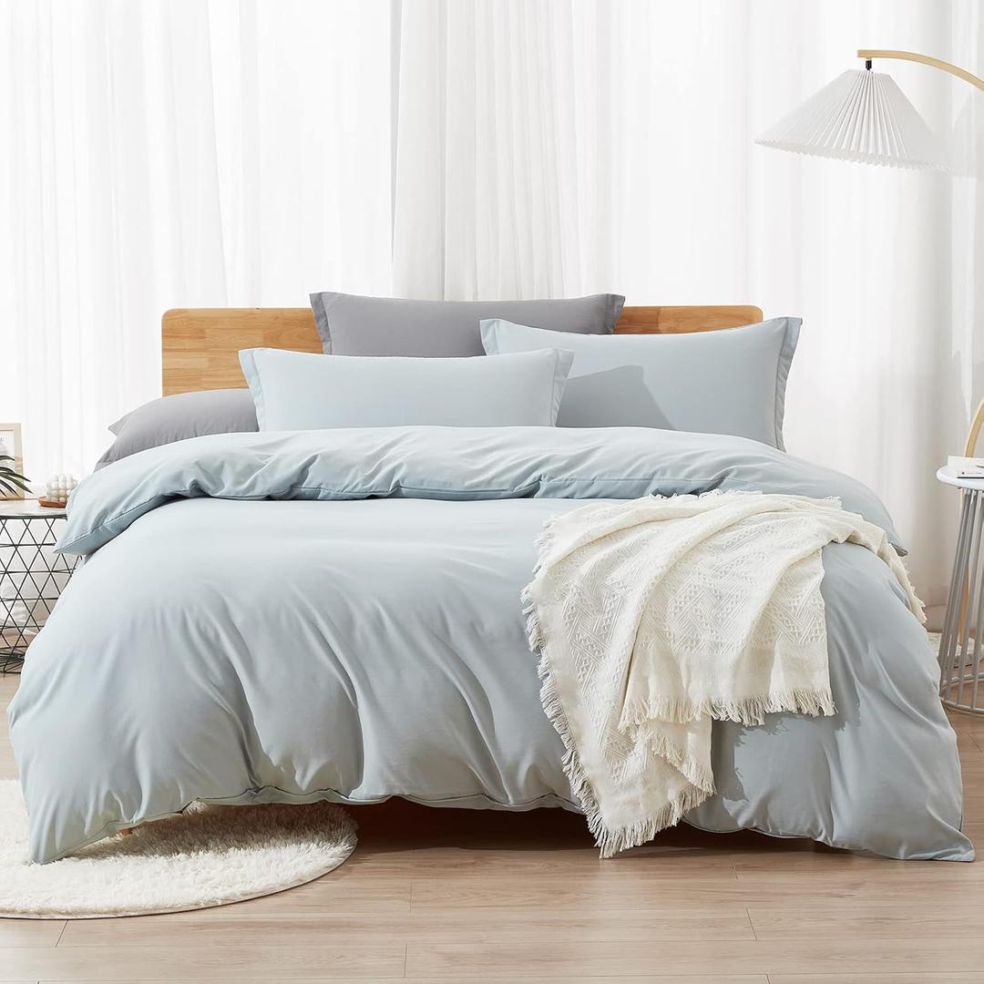 Dreaming Wapiti Duvet Cover Queen,Washed Microfiber Cornflower Blue Queen Size Duvet Cover Set,Solid Color - Soft and Breathable with Zipper Closure & Corner Ties (Cornflower Blue,Queen)
