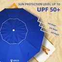 AMMSUN 8 Feet Large Beach Umbrella with Sand Anchor Heavy Duty High Wind Portable Outdoor Umbrellas UV 50+ Protection Air Vent Tilt Patio Garden Pool