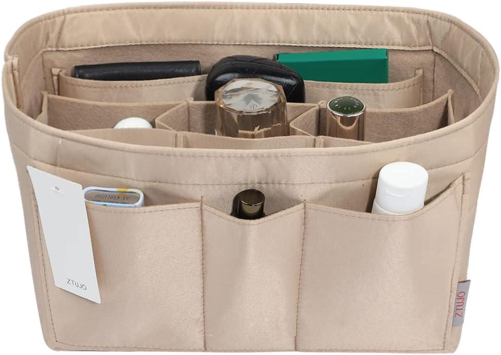 ZTUJO Purse Organizer Insert, Felt Bag Organizer For Handbag Purse Organizer,13 Colors, 6 Size (Large, Silky Beige)