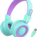 Upgrade USB Type C Kids Headphone for School, 94dB Safe Volume Limited, HD Stereo Sound, Foldable Lightweight On-Ear Headphones for Boys/Girls/Students/Tablet/Travel(Mint Green)